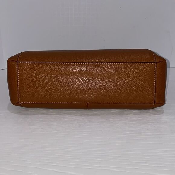 Coach Logo 2Way Carmel Leather Handbag Dual Handle Magnetic Closure - Picture 16 of 17